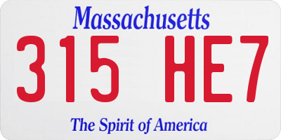 MA license plate 315HE7