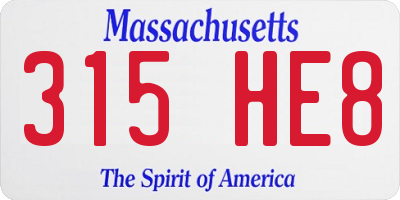 MA license plate 315HE8