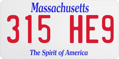 MA license plate 315HE9