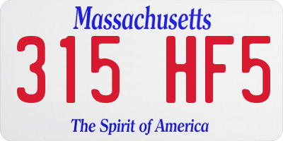 MA license plate 315HF5