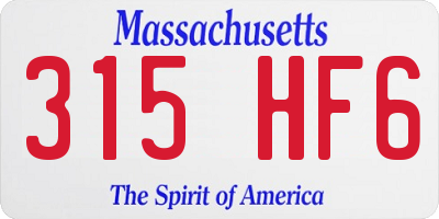 MA license plate 315HF6