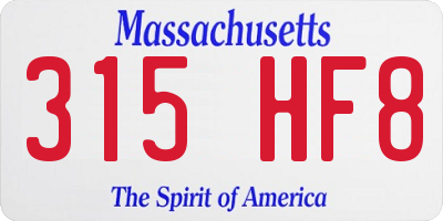 MA license plate 315HF8