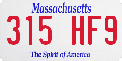 MA license plate 315HF9