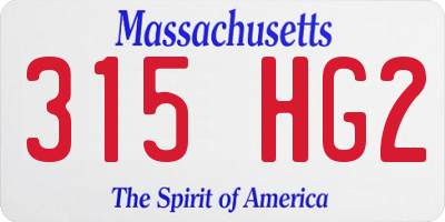 MA license plate 315HG2