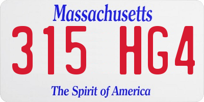 MA license plate 315HG4