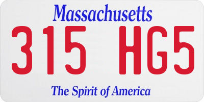 MA license plate 315HG5