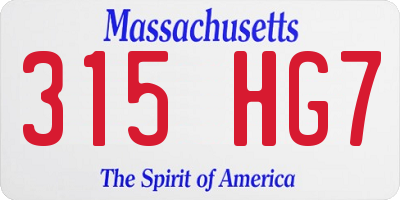 MA license plate 315HG7