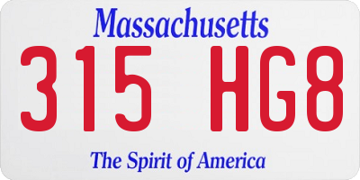MA license plate 315HG8