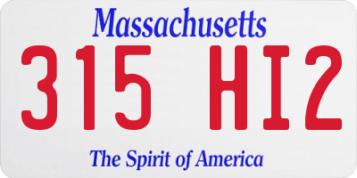 MA license plate 315HI2
