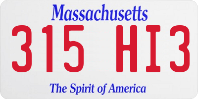 MA license plate 315HI3