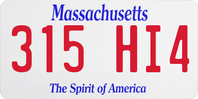 MA license plate 315HI4