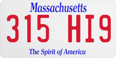 MA license plate 315HI9