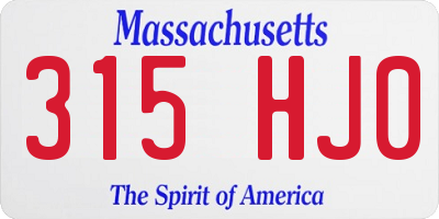MA license plate 315HJ0