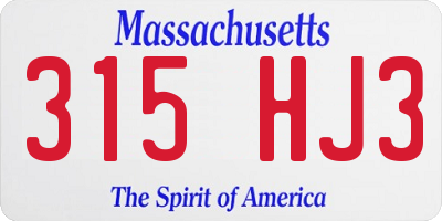 MA license plate 315HJ3