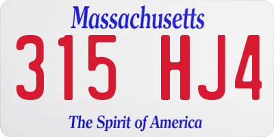 MA license plate 315HJ4