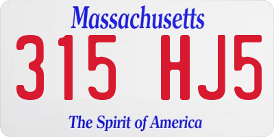 MA license plate 315HJ5