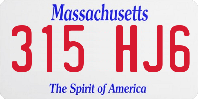 MA license plate 315HJ6
