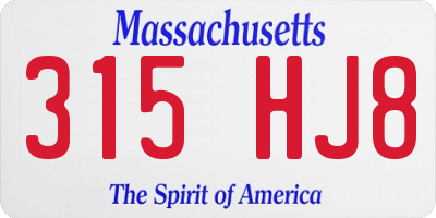 MA license plate 315HJ8
