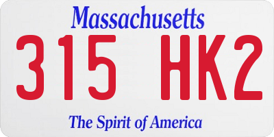 MA license plate 315HK2