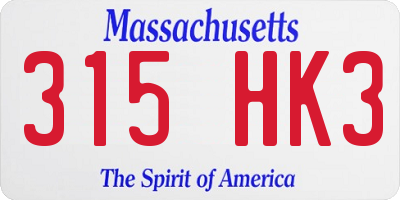 MA license plate 315HK3