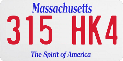 MA license plate 315HK4