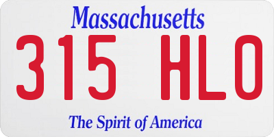 MA license plate 315HL0