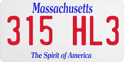 MA license plate 315HL3