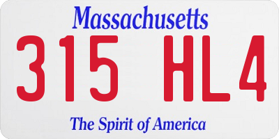 MA license plate 315HL4