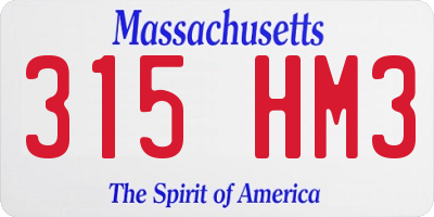 MA license plate 315HM3