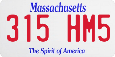 MA license plate 315HM5