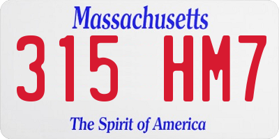 MA license plate 315HM7