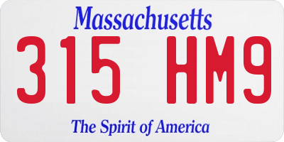 MA license plate 315HM9