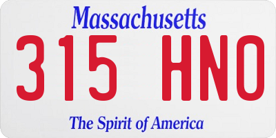 MA license plate 315HN0