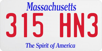 MA license plate 315HN3