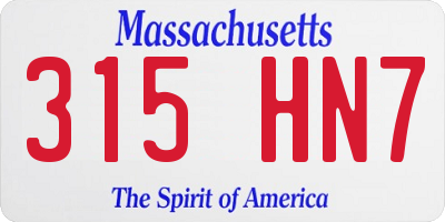 MA license plate 315HN7