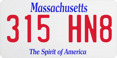MA license plate 315HN8