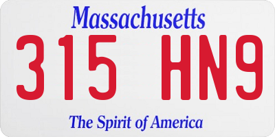 MA license plate 315HN9