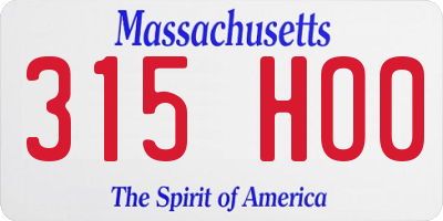 MA license plate 315HO0