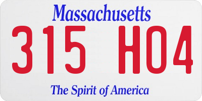 MA license plate 315HO4