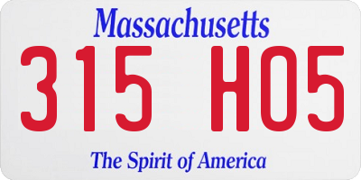 MA license plate 315HO5