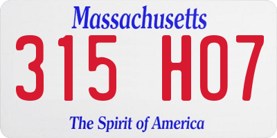MA license plate 315HO7