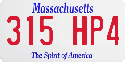 MA license plate 315HP4
