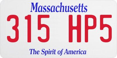 MA license plate 315HP5