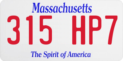 MA license plate 315HP7