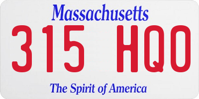 MA license plate 315HQ0