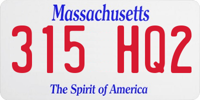 MA license plate 315HQ2