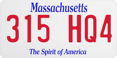 MA license plate 315HQ4