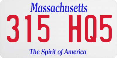 MA license plate 315HQ5