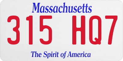 MA license plate 315HQ7