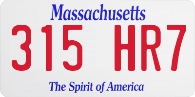 MA license plate 315HR7